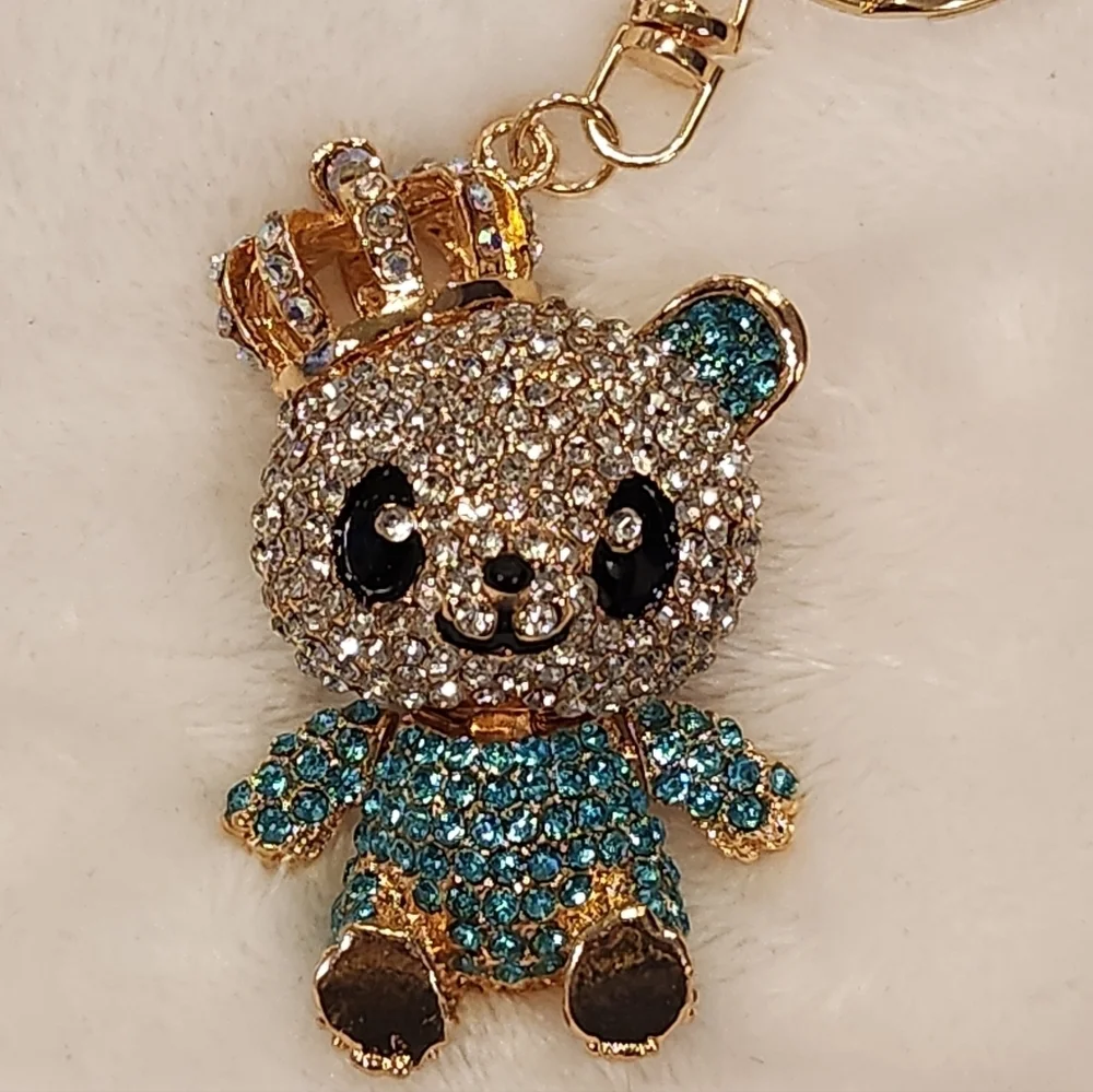 Sparkling Teddy Bear With Crown Keychain Bag Charm